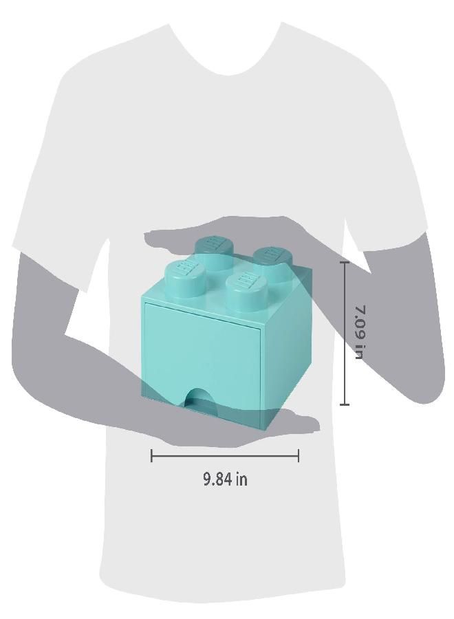 Room Copenhagen LEGO Brick Drawer, 4 Knobs, 1 Drawer, Stackable Storage Box, Aqua Mint Green  - Image 1