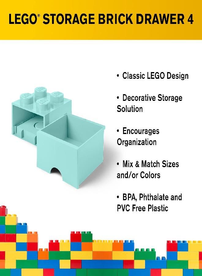Room Copenhagen LEGO Brick Drawer, 4 Knobs, 1 Drawer, Stackable Storage Box, Aqua Mint Green  - Image 2
