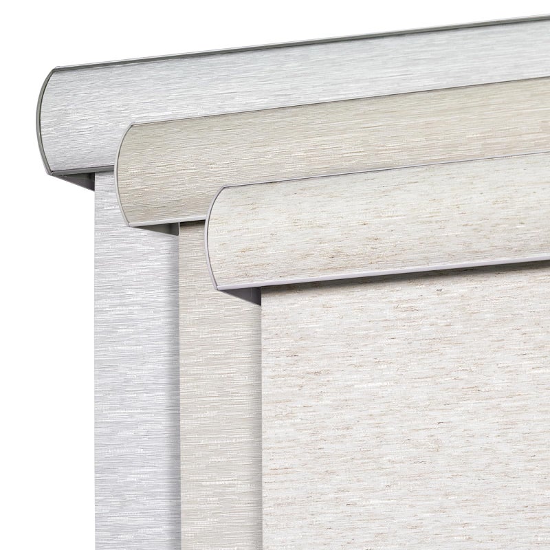 Joydeco Natural Woven Roller Shades for Indoor Windows, Cordless Blackout Blinds with Curved Valance, Thermal Insulated UV Protection Privacy Window Shades for Home and Office (Cream,15" W x 48" H) - Image 1