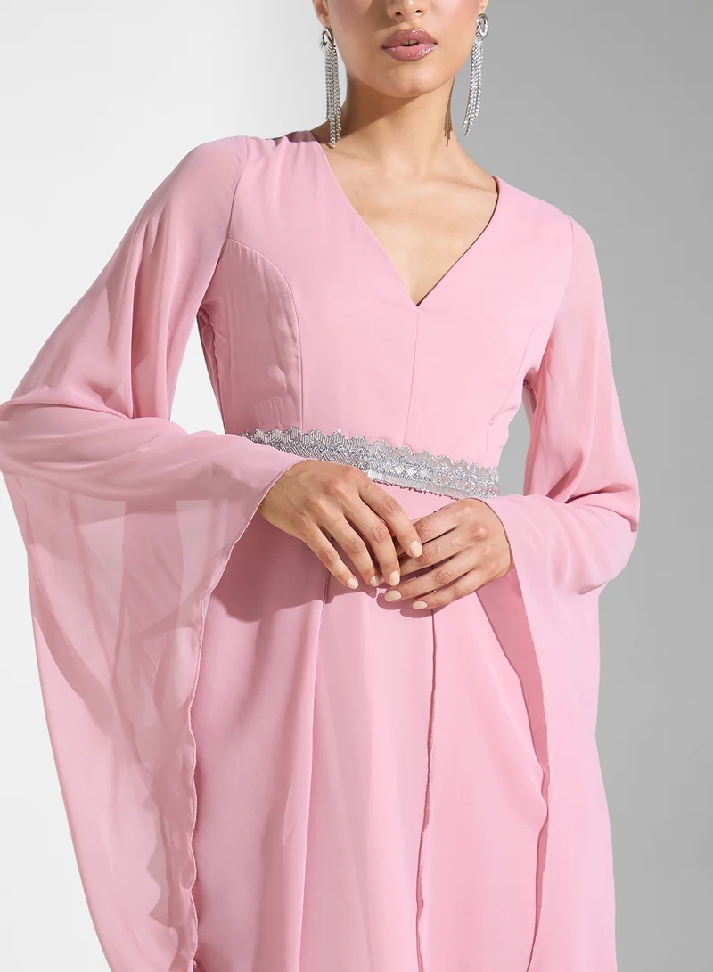 Khizana Dress With Flared Sleeves