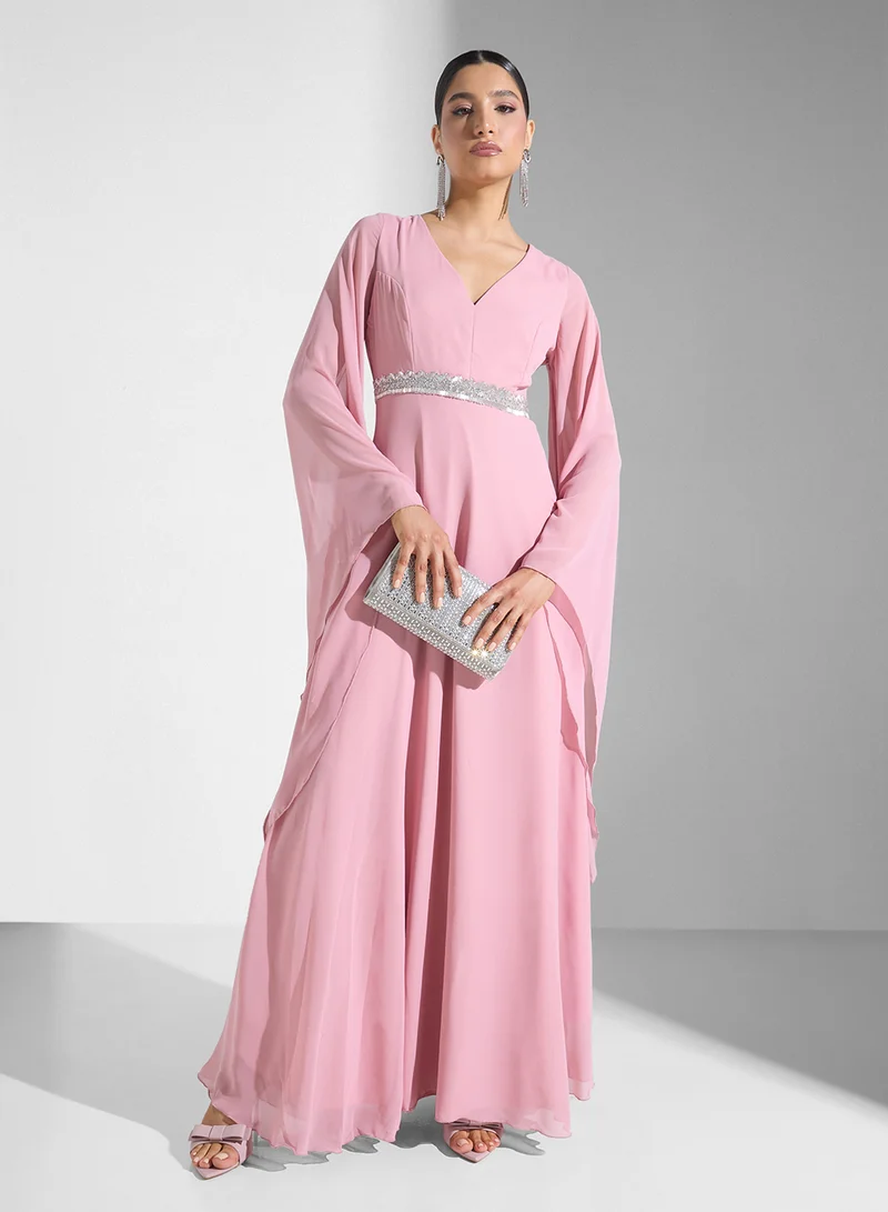 Khizana Dress With Flared Sleeves