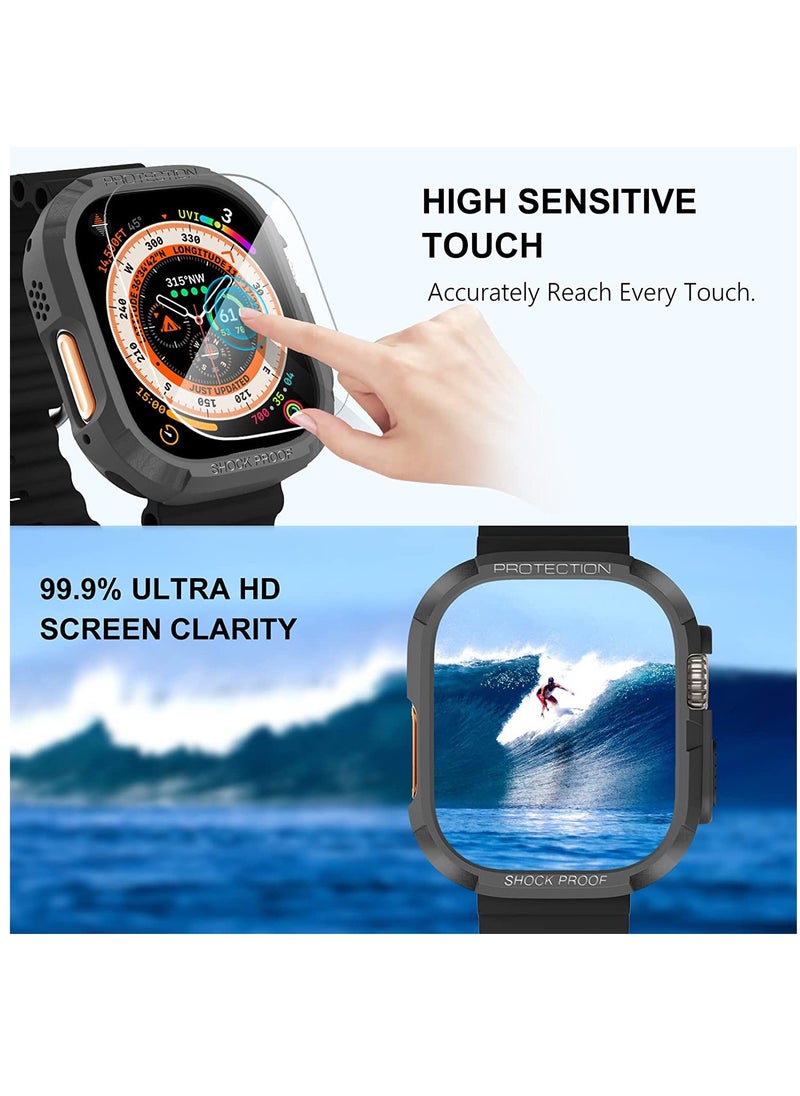 Generic - 3-in-1 Pack for Apple Watch Ultra 49mm Case, Rugged Bumper with Tempered Glass Screen Protector, Waterproof Shockproof Soft Armor Guard for iWatch Ultra Men. - Image 1