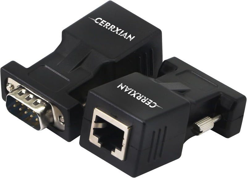 CERRXIAN DB9 RS232 Male  Female to RJ45 Female COM Port to LAN Ethernet Cat5e Cat6 Serial Coupler Extender Adapter2Pack - Image 3