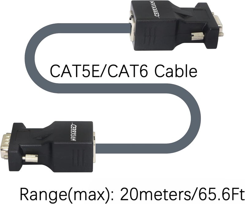 CERRXIAN DB9 RS232 Male  Female to RJ45 Female COM Port to LAN Ethernet Cat5e Cat6 Serial Coupler Extender Adapter2Pack - Image 5