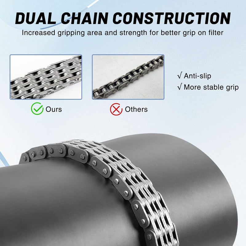 Tongze Adjustable Oil Filter Chain Wrench: Fits Max for 5 Inches(125mm) Oil Fuel Filter, Heavy Duty Pipe Wrench Spanner Automotive Repairing Removal Tool - Image 3