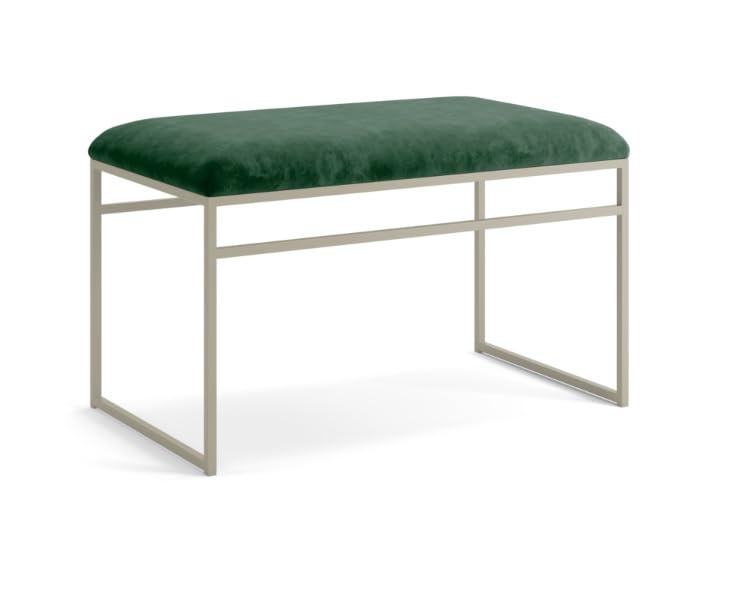 INDIDECOR INDIDECOR 64305 Hallway Bench Entryway Bench for Home and Office Green Velvet Cushion Grey Metal Frame Suitable for Living RoomBedroomOffice 100 cm x 46 cm x 39 cm - Image 1