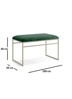 INDIDECOR INDIDECOR 64305 Hallway Bench Entryway Bench for Home and Office Green Velvet Cushion Grey Metal Frame Suitable for Living RoomBedroomOffice 100 cm x 46 cm x 39 cm  - Image 2