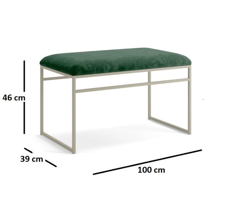 INDIDECOR INDIDECOR 64305 Hallway Bench Entryway Bench for Home and Office Green Velvet Cushion Grey Metal Frame Suitable for Living RoomBedroomOffice 100 cm x 46 cm x 39 cm - Image 2