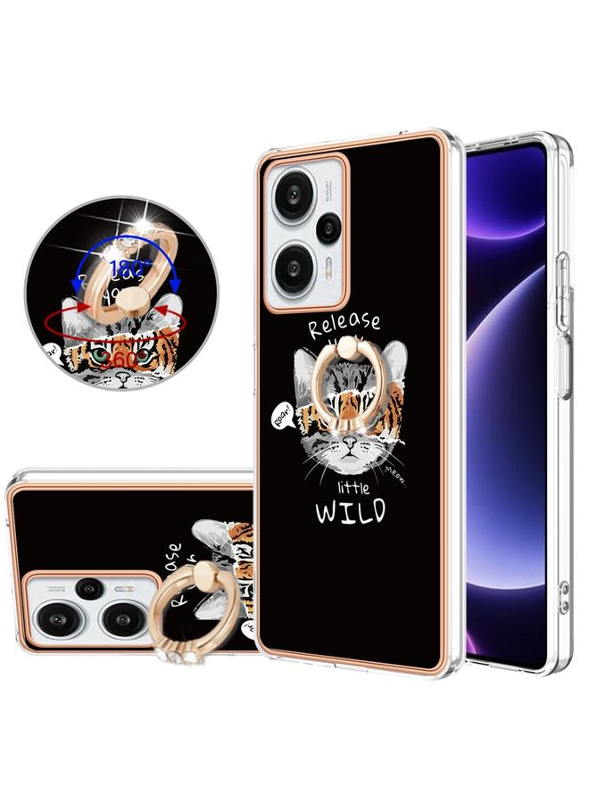 Case For Xiaomi Poco F5 / Redmi Note 12 Turbo Electroplating Dual-side IMD Phone Case with Ring Holder