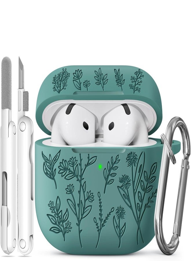 Ekoonpft for Airpods 4 Case, Ekoonpft Flower Engraved Case for Apple Airpod 4 and Airpods 4 with Active Noise Cancellation 2024 with Cleaner Kit, Soft Silicone Case Cover for Women, Shockproof - Image 1