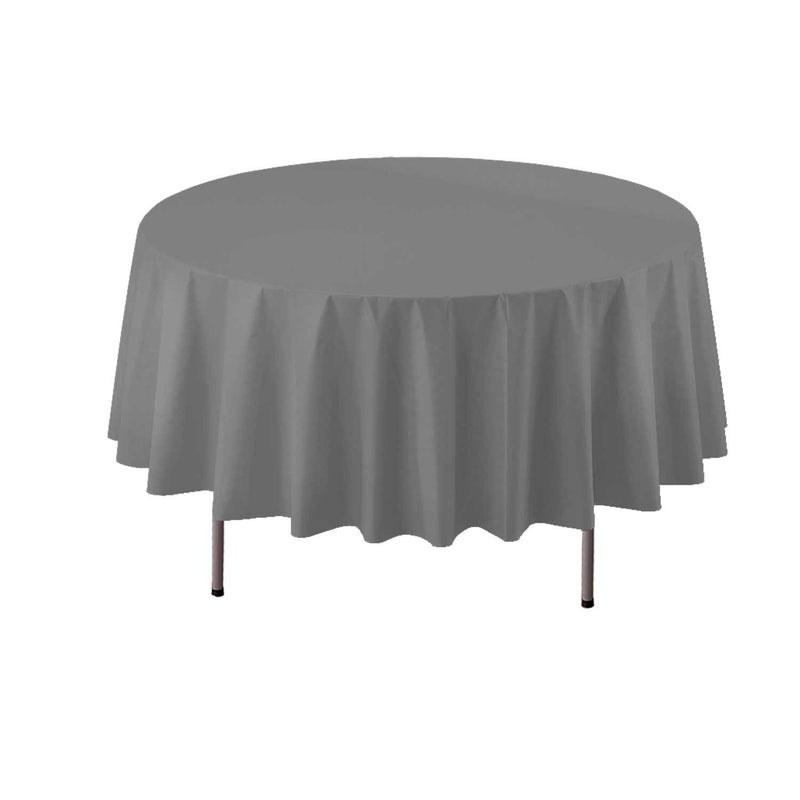 Party Essentials ValuMost Round Plastic Table Cover Available in 16 Colors 84 Silver