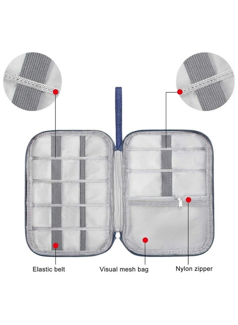 ترافل شنطة تنظيم كابلات السفر والاكسسوارات الإلكترونية، شنطة تنظيم أسلاك محمولة للكابلات والشاحن والموبايل وUSB وبطاقة اس دي وسماعات الأذن وغيرها من الاغراض، لون أزرق - Image 4