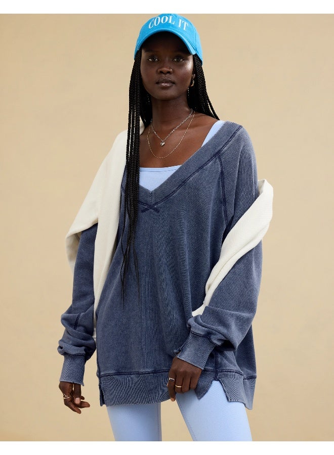 Aerie Downtime V-Neck Sweatshirt - Image 1