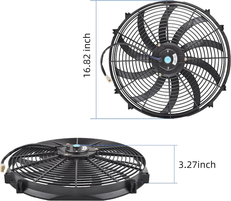 GESEXI 16 Inch Slim Fan Push Pull Electric Radiator Cooling Fan Universal High Performance 12V 120W Motor with Fan Mounting Kit (Black) - Image 4