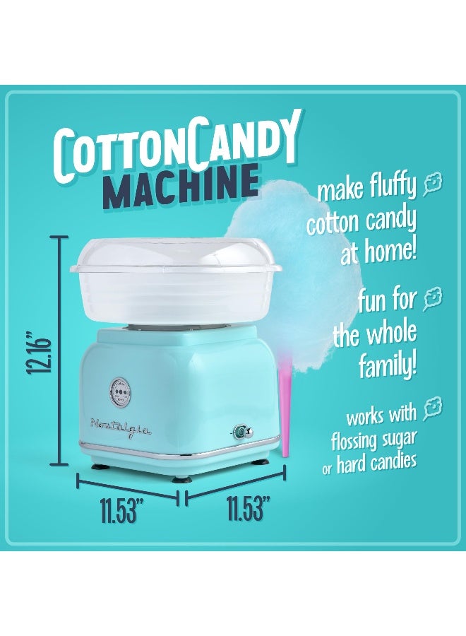 Nostalgia Classic Countertop Cotton Candy Machine Manual Retro Vintage Candy Maker Includes 2 Reusable Cones  Scoop Aqua - Image 2
