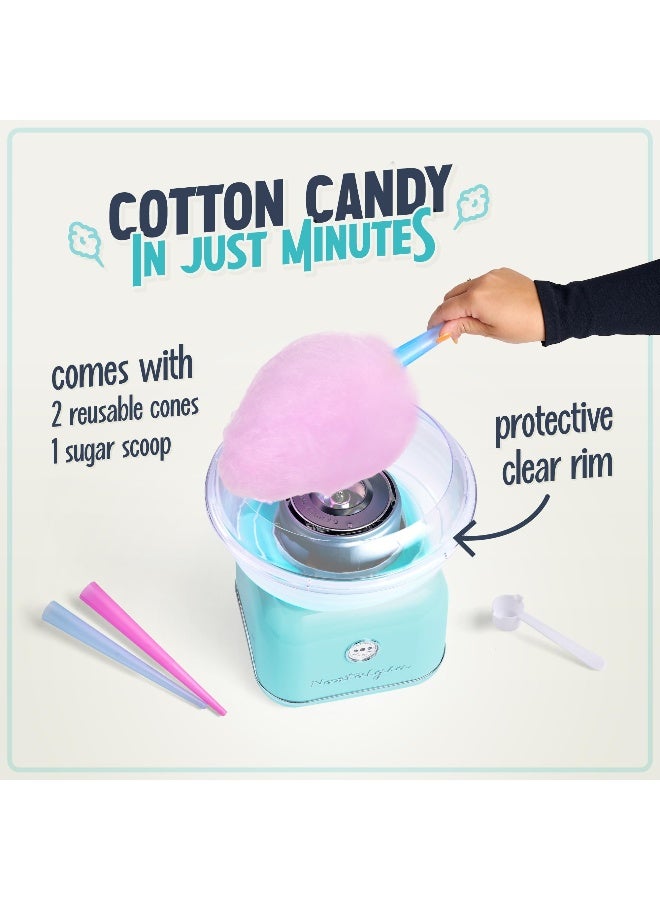 Nostalgia Classic Countertop Cotton Candy Machine Manual Retro Vintage Candy Maker Includes 2 Reusable Cones  Scoop Aqua - Image 3