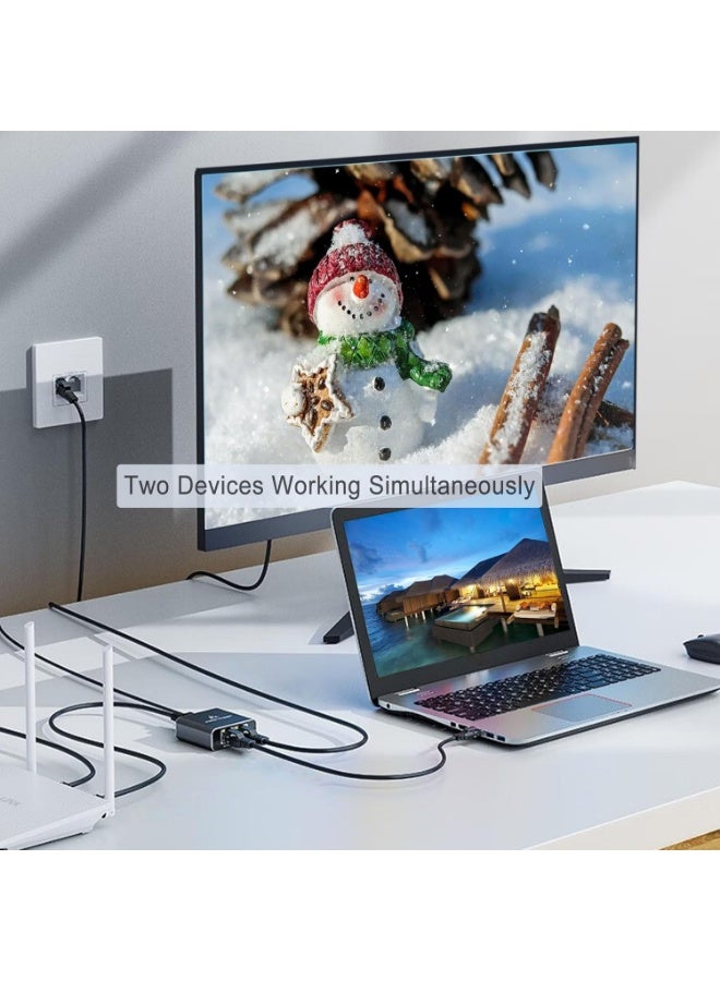 Gigabit Ethernet Splitter 1 to 2 - Network Splitter with USB Power Cable, RJ45 Internet Adapter 1000Mbps High Speed for Cat 5/5e/6/7/8 Cable 【2 Devices Networked Simultaneously】 - Image 2