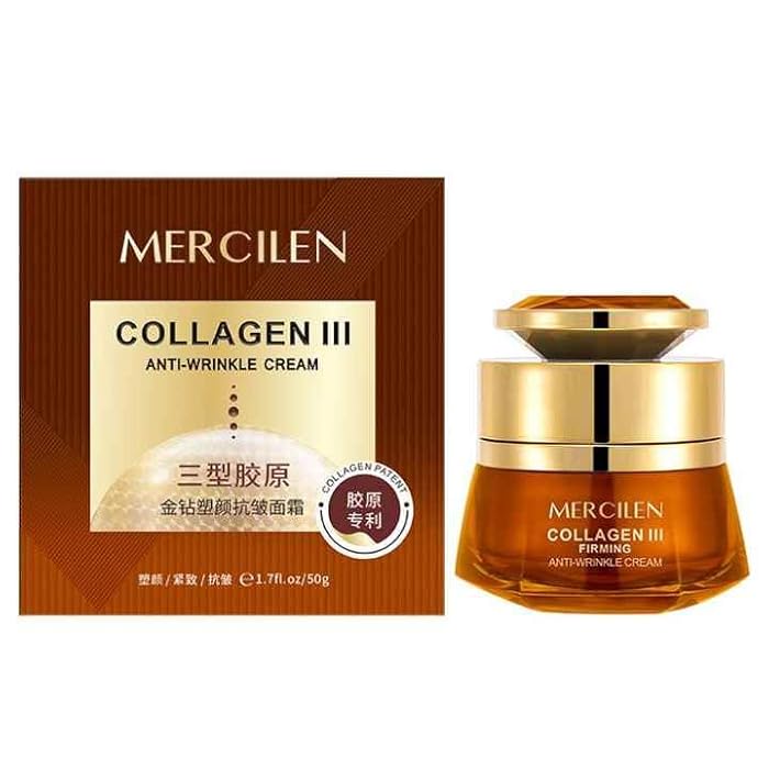 mercilen كريم كولاجين III المضاد للتجاعيد، مرطب مشدود للوجه، 1.7 أونصة سائلة - Image 1