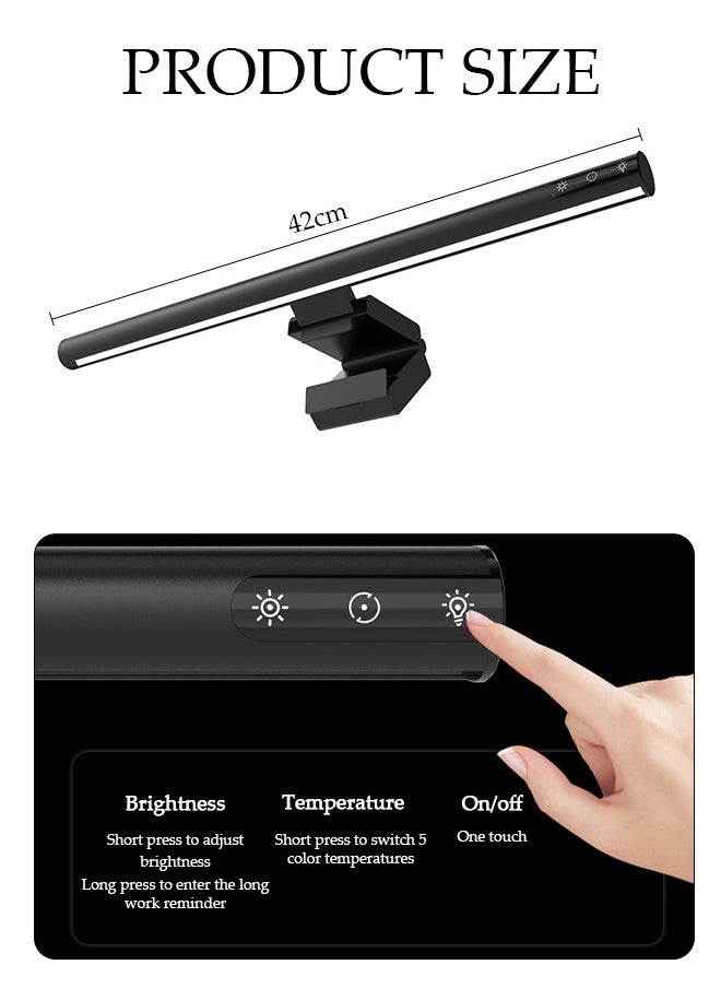 DUNISO Computer Monitor Lamp, Screen Monitor Light Bar for Eye Caring, USB Reading LED Task Lamp with Auto-Dimming, Dimmable Lamp Bar, Touch Control, No Glare Space Saving Home Office Desk Lamps  - Image 4