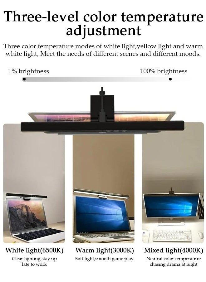 Computer Monitor Lamp, Screen Monitor Light Bar for Eye Caring, USB Reading LED Task Lamp with Auto-Dimming, Dimmable Lamp Bar, Touch Control, No Glare Space Saving Home Office Desk Lamps