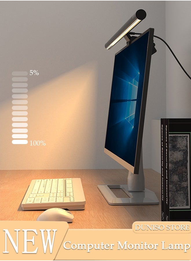 DUNISO Computer Monitor Lamp, Screen Monitor Light Bar for Eye Caring, USB Reading LED Task Lamp with Auto-Dimming, Dimmable Lamp Bar, Touch Control, No Glare Space Saving Home Office Desk Lamps  - Image 1