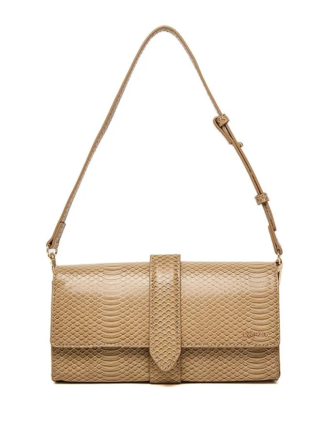Croc Textured Flap Shoulder Bag
