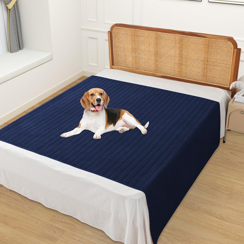 Foxdecor Couch Cover Sofa Covers Washable  Dog Bed Cover Couch Covers for 3 Cushion Couch Sofa Pet Friendly  Dog Couch Cover Furniture Covers for Pets.(Dark Blue 58x82 inch) - Image 2