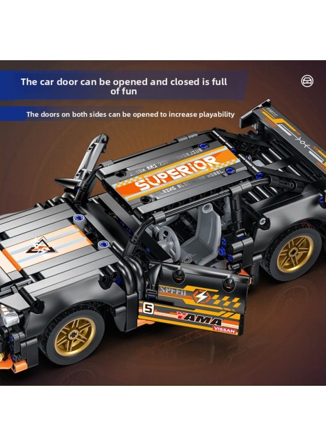 Bobo Elephant YM-102 Building Block Sports Car Model Compatible With Green Cow Huili Building Block Car Green Cow Bao Shi Jie Car Green Cow Play-Color:J2004 Diablo Mustang