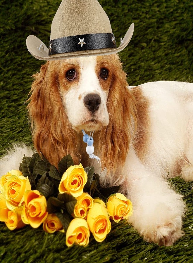 YOLUFER Pet Cowboy Hat with Adjustable Strap, Dog Cat Small Pet Hat (Light Coffee) - Image 5