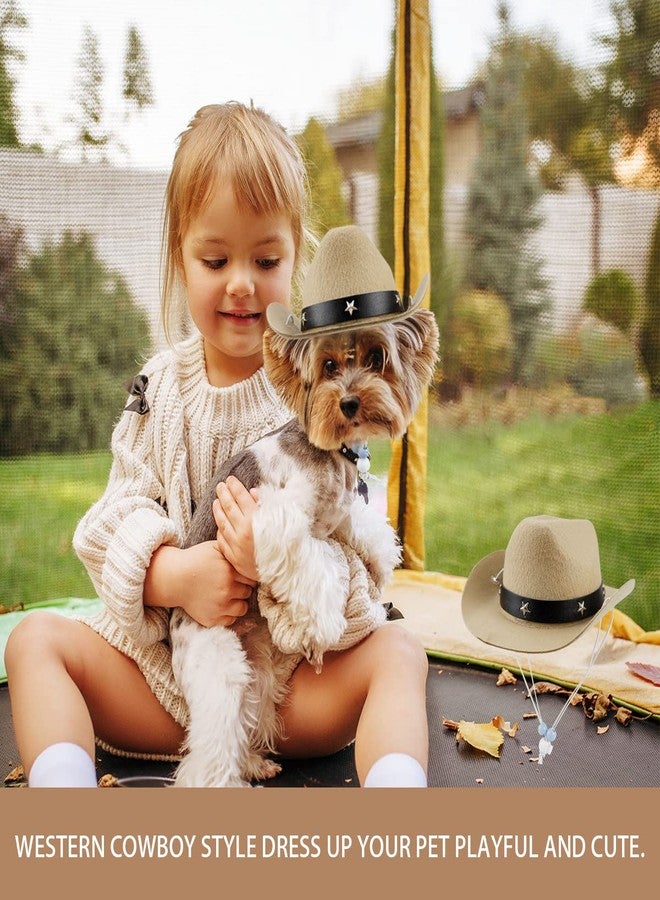 YOLUFER Pet Cowboy Hat with Adjustable Strap, Dog Cat Small Pet Hat (Light Coffee) - Image 4