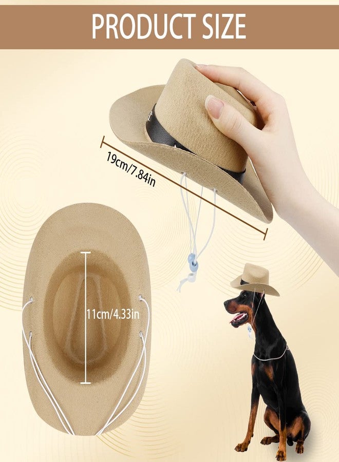 YOLUFER Pet Cowboy Hat with Adjustable Strap, Dog Cat Small Pet Hat (Light Coffee) - Image 2