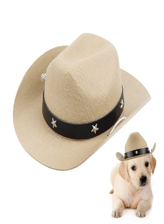 YOLUFER Pet Cowboy Hat with Adjustable Strap, Dog Cat Small Pet Hat (Light Coffee) - Image 1