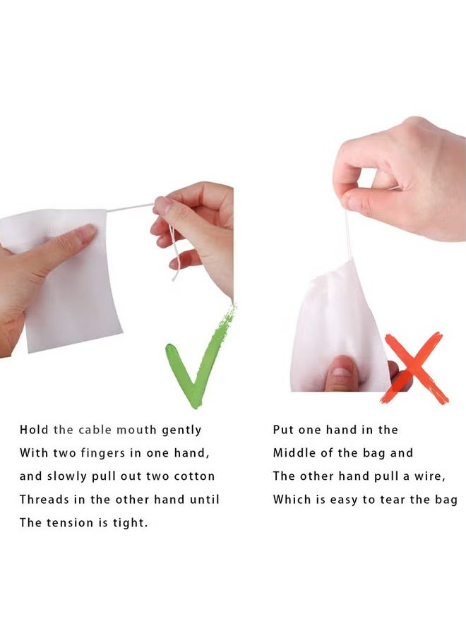 HY - 100-piece Tea Filter Bags, Safe and Natural Material, Disposable Tea Infuser, Empty Tea Bag with Drawstring for Loose Tea Coffee Spice Herbs (White) - Image 1
