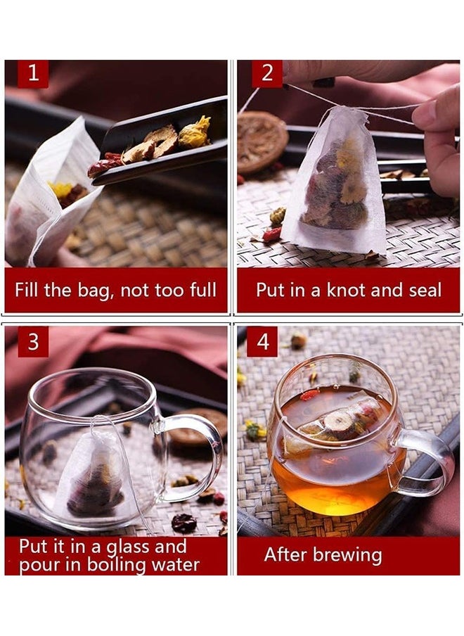 HY - 100-piece Tea Filter Bags, Safe and Natural Material, Disposable Tea Infuser, Empty Tea Bag with Drawstring for Loose Tea Coffee Spice Herbs (White) - Image 1