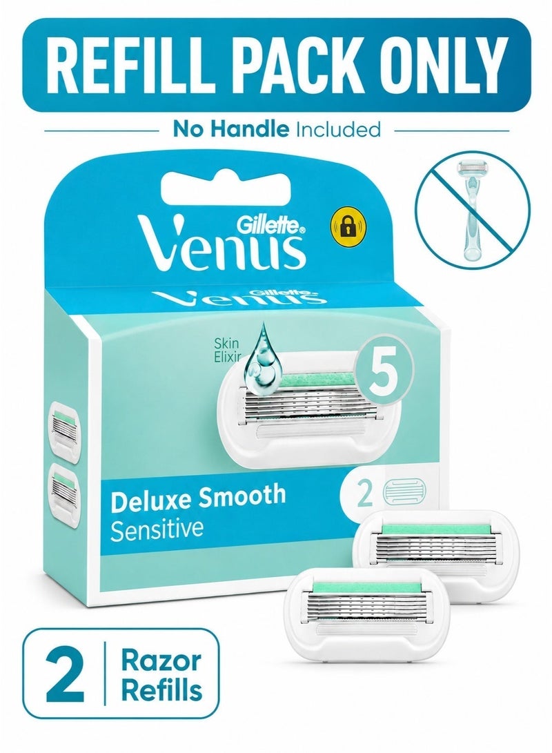 فينوس عبوة من 2 رأس بديل لشفرة Venus، رؤوس بديلة Extra Smooth Sensitive، خيارات 3 شفرات و5 شفرات، لا يشمل المقبض - Image 2