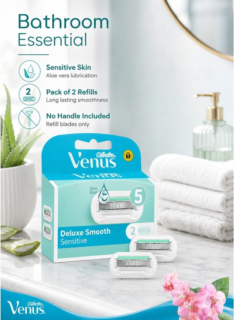 فينوس عبوة من 2 رأس بديل لشفرة Venus، رؤوس بديلة Extra Smooth Sensitive، خيارات 3 شفرات و5 شفرات، لا يشمل المقبض - Image 4