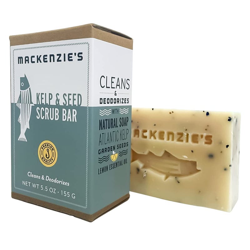 MACKENZIES Kelp Seed Scrub Bar Gifts for Men Gifts for Women Gifts for Cooks Gifts for Gardeners Exfoliating Moisturizing Hand Soap 55 oz - Image 1