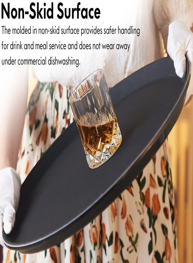CURTA 2-Pack Restaurant Grade Non-Slip Tray, NSF, 16 Inch, Plastic Rubber Lined Round Serving Tray, Black - Image 2