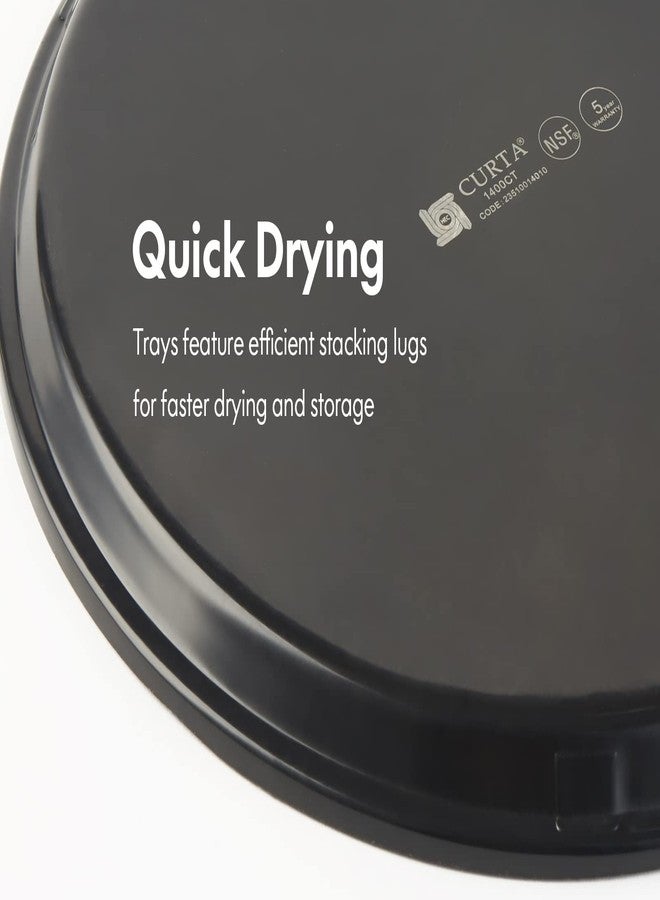 CURTA 2-Pack Restaurant Grade Non-Slip Tray, NSF, 16 Inch, Plastic Rubber Lined Round Serving Tray, Black - Image 5