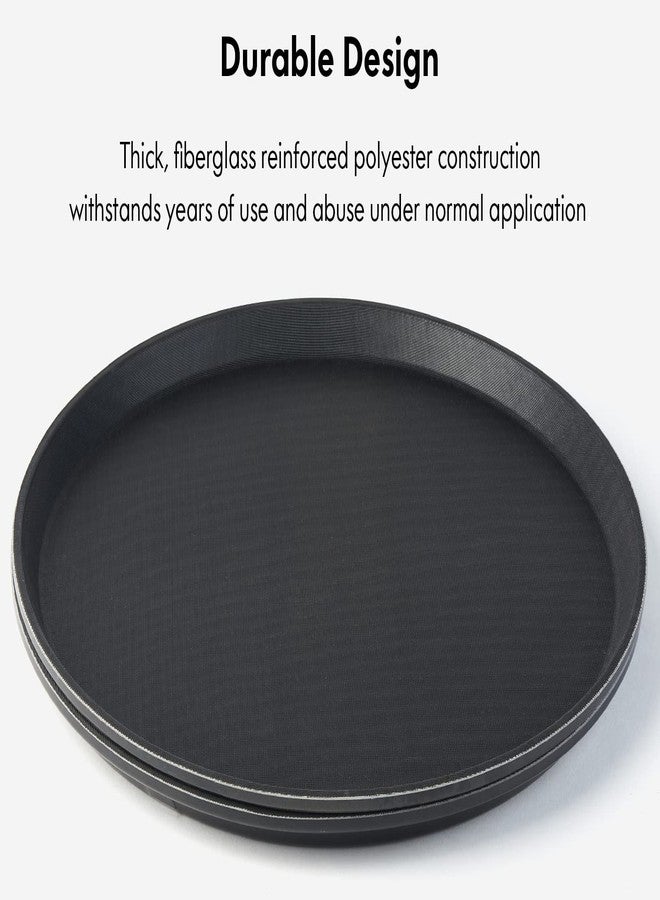 CURTA 2-Pack Restaurant Grade Non-Slip Tray, NSF, 16 Inch, Plastic Rubber Lined Round Serving Tray, Black - Image 4