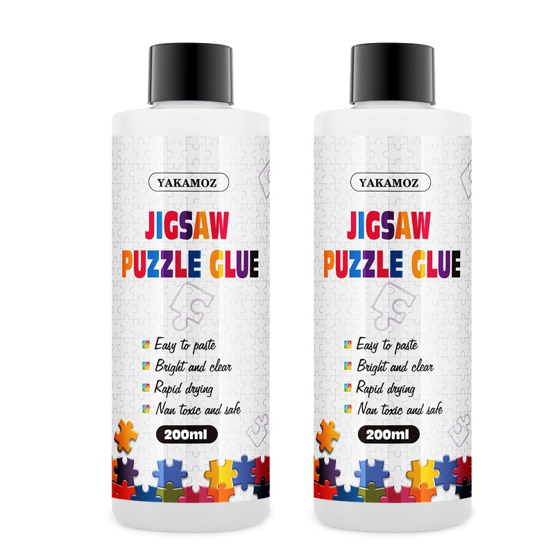 YAKAMOZ Clear Jigsaw Puzzle Glue with Precision Applicator â€“ Non-Toxic, Quick Dry & Water-Soluble for Puzzles up to 10000 Pieces (400ML) - Image 1