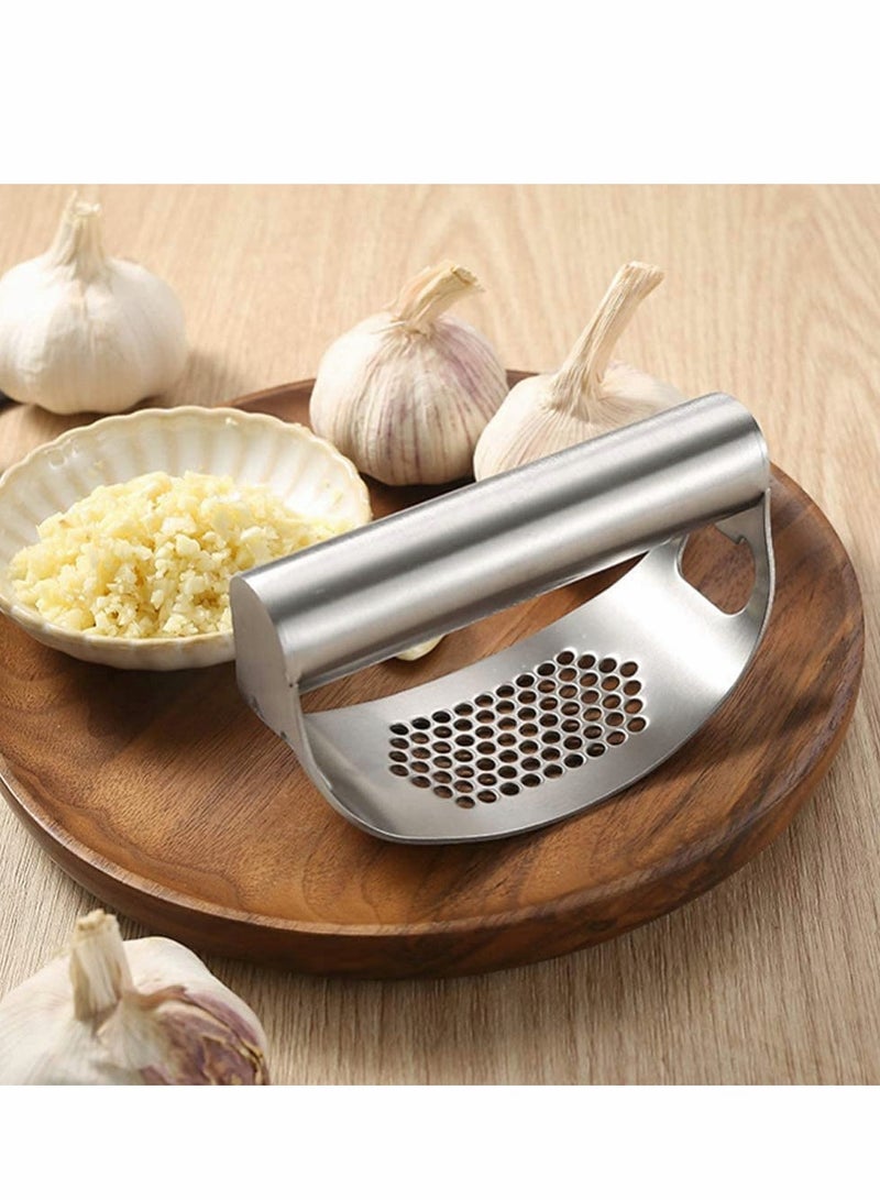 SYOSI Garlic Press Rocker,304 Stainless Steel Garlic Mincer Crusher Professional Kitchen Gadgets Two in One Garlic Chopper with Ergonomic Handle, Garlic Crusher Extracts More Garlic Paste - Image 2