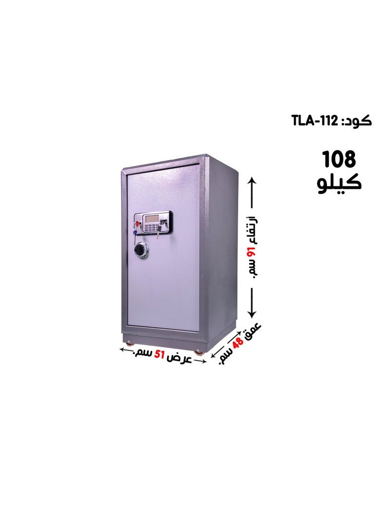 خزنة الكترونية مع مفتاح  بشاشة LCD، طابقين ونظام مضاد للسرقة تعمل بالبطارية بوزن108 كغ  مقاس51*48*91سم، لون رمادي  - Image 1