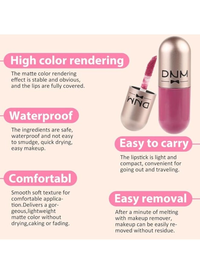 DNM 3Pcs Mini Pills Liquid Matte Lipstick Capsule Set for Women Warm pink Nude brown Deep cranberry Lip stick Stain Long Lasting Waterproof mate color 07  - Image 2