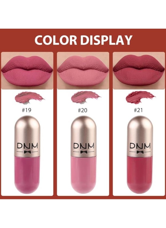 DNM 3Pcs Mini Pills Liquid Matte Lipstick Capsule Set for Women Warm pink Nude brown Deep cranberry Lip stick Stain Long Lasting Waterproof mate color 07  - Image 3