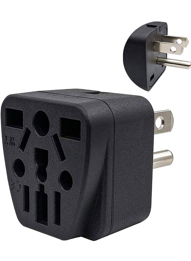 US Travel Plug Adapter EU/UK/AU/in/CN/JP/Asia/Italy/Brazil to USA Type B 3 Prong Grounded USA Wall Plug International Mini Travel Adapter and Converter Wall Outlet Power Charger Converter Black - Image 1