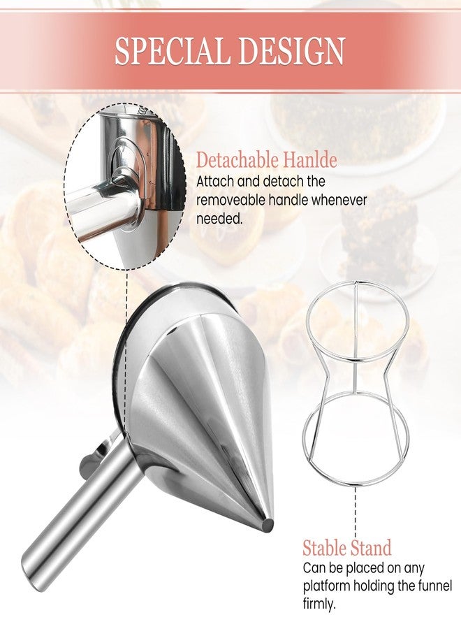 KOLIBROX Piston Funnel with Stand - Stainless Steel Confectionery Funnel for Batter Dispensing & Bakery Use - Precise Cake Decorating Tool - Perfect for Pouring Sauces, Chocolate & Fillings | Silver - Image 5