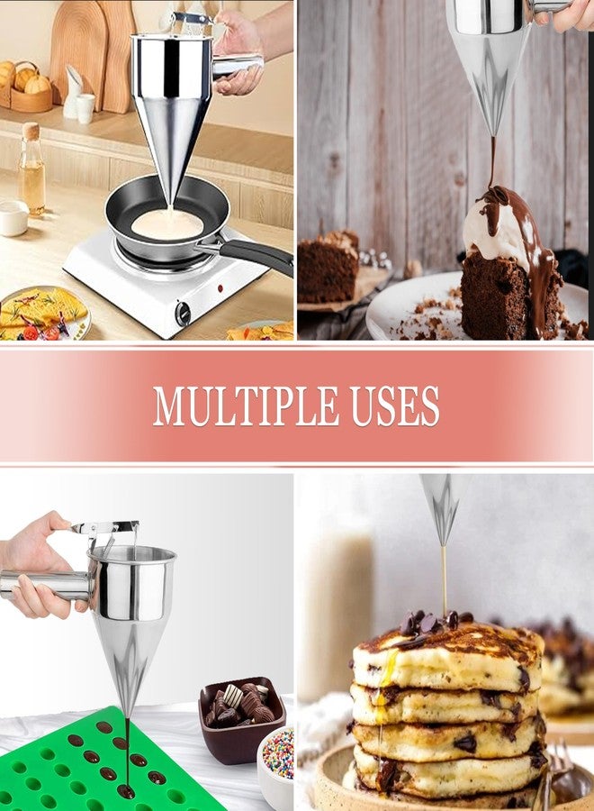 KOLIBROX Piston Funnel with Stand - Stainless Steel Confectionery Funnel for Batter Dispensing & Bakery Use - Precise Cake Decorating Tool - Perfect for Pouring Sauces, Chocolate & Fillings | Silver - Image 4
