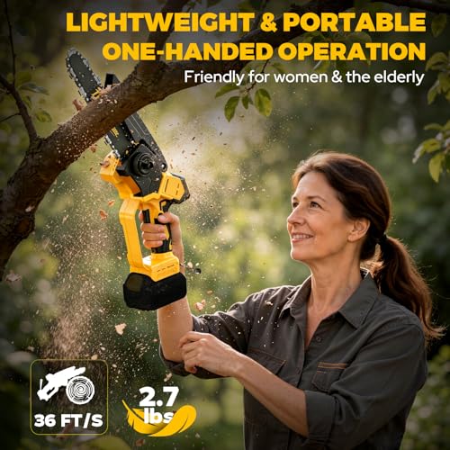 DEJUNPIOOL Cordless Mini Chainsaw Compatible with Dewalt 20V MAX Battery, 6 Inch & 8 Inch Small Electric Chainsaw Brushless, Auto Oiler, Handheld Pruning Tree Saw Gift for Men Dad Husband Fathers (Tool Only) - Image 5