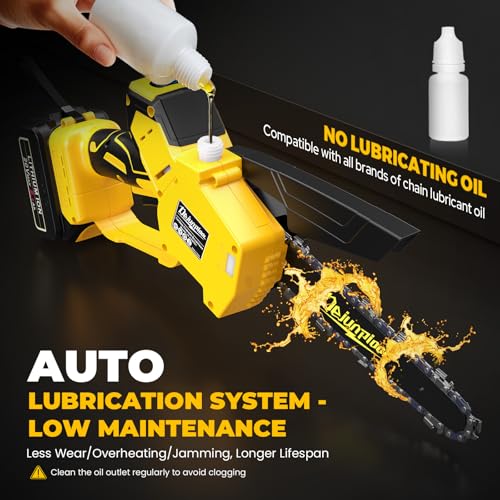 DEJUNPIOOL Cordless Mini Chainsaw Compatible with Dewalt 20V MAX Battery, 6 Inch & 8 Inch Small Electric Chainsaw Brushless, Auto Oiler, Handheld Pruning Tree Saw Gift for Men Dad Husband Fathers (Tool Only) - Image 4